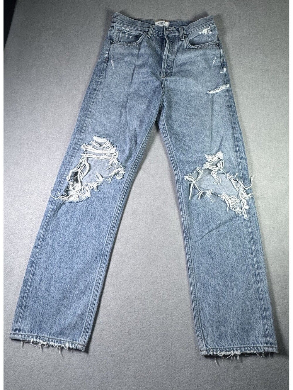AGOLDE 90s Mid Rise Loose Fit Jeans Fall Out Distressed Denim Size 26 A069C-811 - Picture 1 of 9
